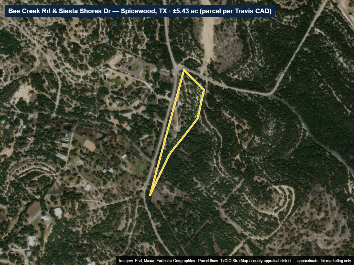 C-Store Site — Bee Creek Rd & Siesta Shores Dr, Spicewood (Travis Club Entrance)