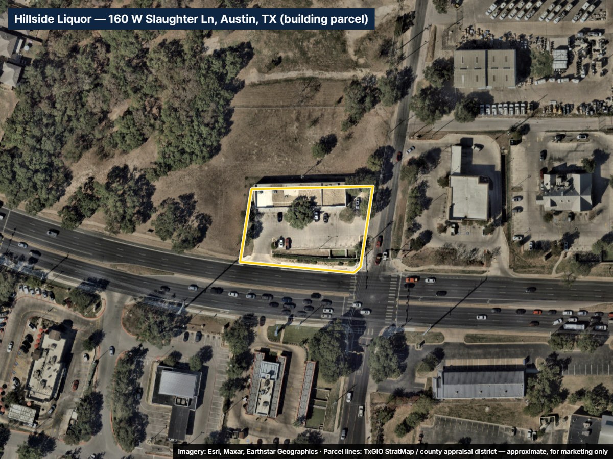 Hillside Liquor — 160 W Slaughter Ln, Austin — $47K+/Month Sales